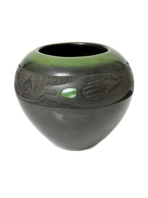 Water serpent pottery with turquoise by Russell Sanchez (San Ildefonso)
