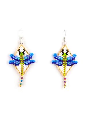 DRAGONFLY BEADED EARRINGS BY MARCELLA BEALL (NAVAJO/JEMEZ)