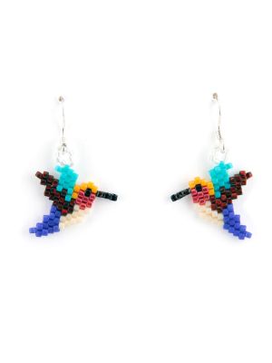 SMALL HUMMINGBIRD BEADED EARRINGS BY MARCELLA BEALL (NAVAJO/JEMEZ)