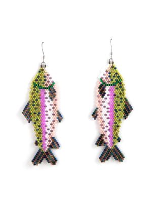 LARGE BEADED FISH EARRINGS BY MARCELLA BEALL (NAVAJO/JEMEZ)