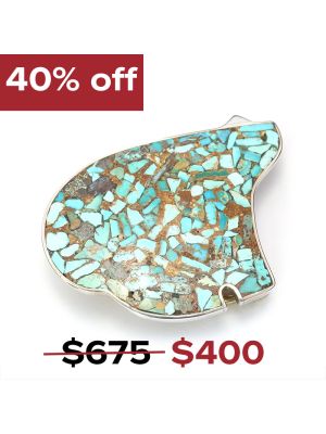 SILVER & TURQUOISE  INLAY BELT BUCKLE BY JIMMY POYER (NAVAJO)