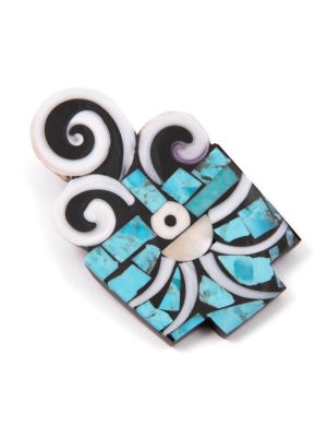MULTISTONE PIN/PENDANT BY MARY TAFOYA (SANTO DOMINGO)