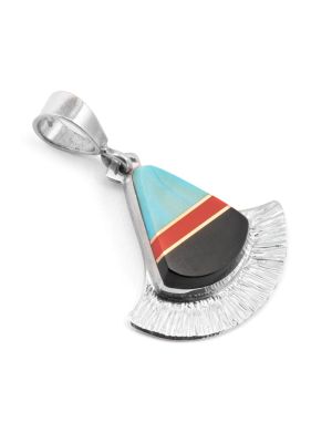 SILVER & GOLD ACCENT MULTI-STONE PENDANT BY DUANE MAKTIMA (LAGUNA/HOPI)