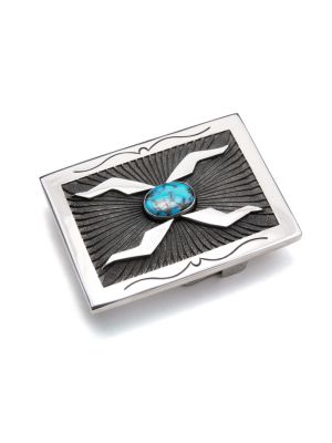 SILVER & TURQUOISE BELT BUCKLE BY HOWARD NELSON (NAVAJO)