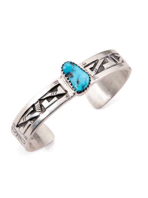 SILVER & TURQUOISE BABY BRACELET BY PETER NELSON (NAVAJO)