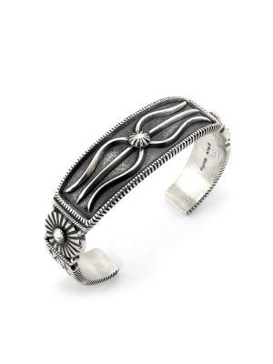 SILVER CUFF BRACELET BY CURTIS PETE (NAVAJO)