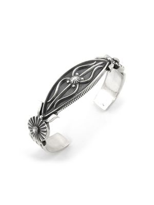 SILVER CUFF BRACELET BY CURTIS PETE (NAVAJO)