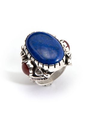 MULTI-STONE & SILVER RING BY VERNON BEGAYE (NAVAJO)
