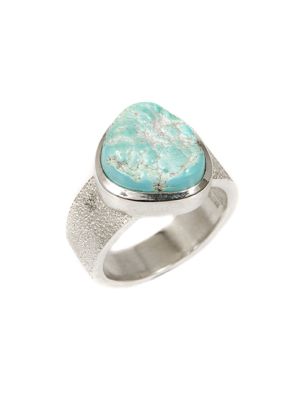 KINGMAN TURQUOISE RING BY TIM BLUEFLINT (CHIPPEWA)