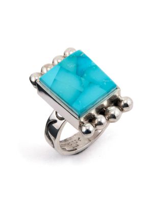 SILVER & TURQUOISE RING BY BRYON YELLOWHORSE (NAVAJO)