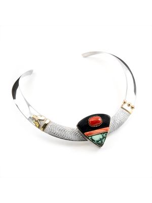 TWO-TONE MULTI-STONE COLLAR BY EDISON CUMMINGS (NAVAJO)