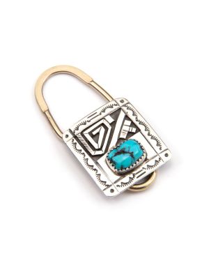 SILVER & TURQUOISE KEYRING BY PETER NELSON (NAVAJO)
