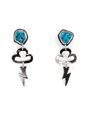 STORM CLOUD SILVER & TURQUOISE EARRINGS BY DUANE MAKTIMA (LAGUNA)