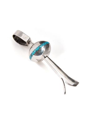 SILVER & TURQUOISE BLOSSOM PENDANT BY TIMMY YAZZIE (NAVAJO/SAN FELIPE)