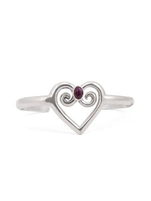 SILVER & CHAROITE HEART CUFF BRACELET BY MIDRED PARKHURST (NAVAJO)