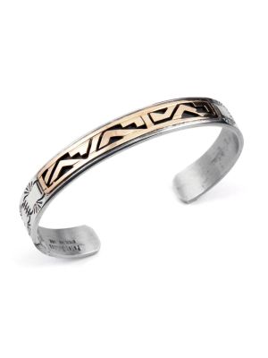 SILVER & GOLD ACCENT CUFF BRACELET BY PETER NELSON (NAVAJO)