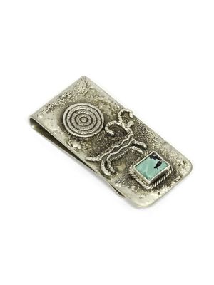 TURQUOISE & SILVER MONEY CLIP BY TONY CHINO (ACOMA)