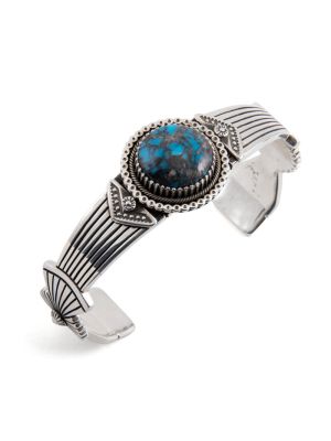 SILVER & BISBEE TURQUOISE CUFF BRACELET BY IVAN HOWARD (NAVAJO)