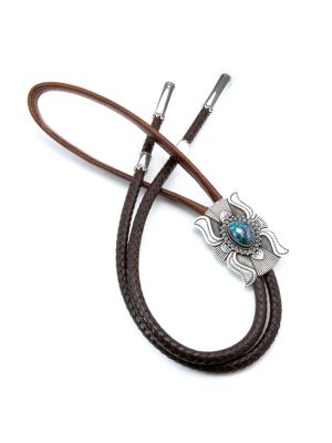 SILVER & APACHE BLUE TURQUOSE BOLO BY IVAN HOWARD (NAVAJO)