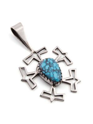 SILVER & KINGMAN TURQUOISE PENDANT BY KEE YAZZIE (NAVAJO)