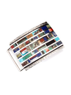 SILVER & MULTI-STONE INLAY BELT BUCKLE BY VERNON BEGAYE (NAVAJO)