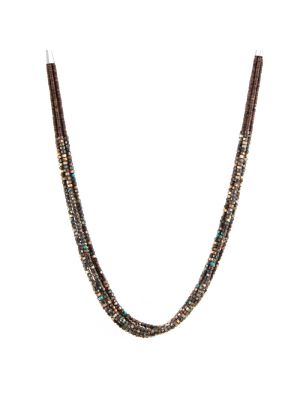ABALONE SHELL & TURQUOISE 6-STRAND NECKLACE BY MARCELLA BEALL (NAVAJO)