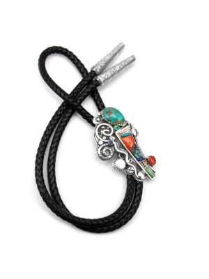 SILVER & MULTI-STONE BOLO BY VERNON BEGAYE (NAVAJO)