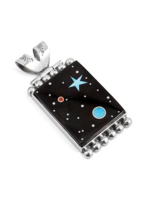 SILVER MULTI-STONE 'NITE SKY' PENDANT BY BRYON YELLOWHORSE (NAVAJO)