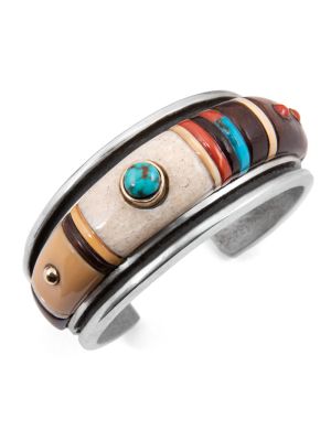 SILVER MULTI-STONE BRACELET BY EDISON CUMMINGS (NAVAJO)