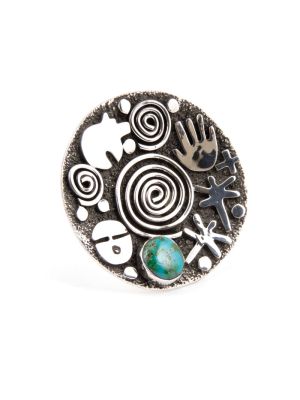 SILVER & KINGMAN TURQUOISE RING BY ALEX SANCHEZ (NAVAJO/ZUNI)