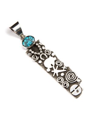 SILVER & KINGMAN TURQUOISE PENDANT BY ALEX SANCHEZ (NAVAJO/ZUNI)