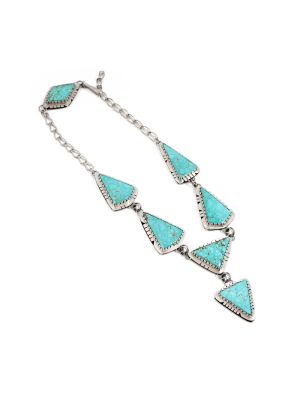 SILVER & #8 MINE TURQUOUSE NECKLACE BY PETER NELSON (NAVAJO)