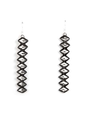 SILVER STAMPED DROP EARRING BY ALEX SANCHEZ  (NAVAJO/ZUNI)