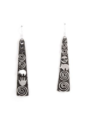 SILVER OVERLAY PETROGLYPH EARRINGS BY ALEX SANCHEZ (NAVAJO/ZUNI)