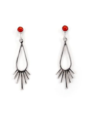 SILVER & CORAL EARRINGS BY MILDRED PARKHURST (NAVAJO)