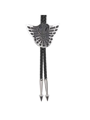 SILVER EAGLE BOLO TIE BY ANDERSON KOINVA (HOPI)