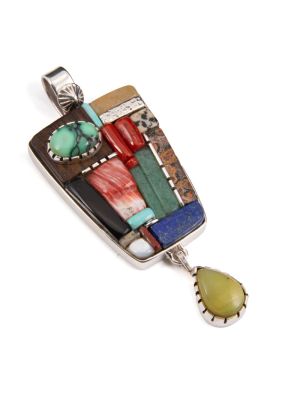 SILVER & MULTI-STONE PENDANT BY VERNON BEGAYE (NAVAJO)