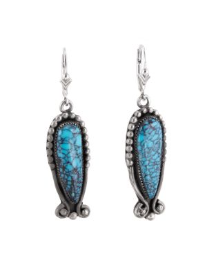 SILVER & KINGMAN TURQUOISE EARRINGS BY DOUG NAVA (TAOS/APACHE)