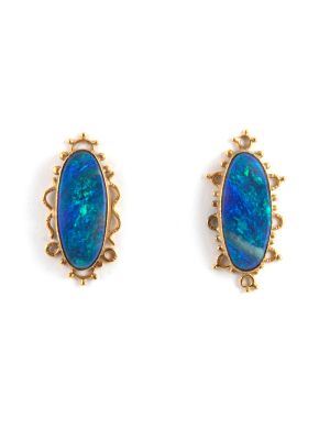 GOLD & BLACK OPAL EARRINGS BY SHAWN BLUEJACKET (SHAWNEE)