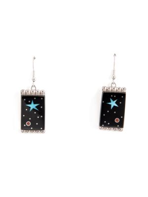 SILVER & MULTI-STONE INLAY 'NITE SKY' EARRINGS BY BRYON YELLOWHORSE (NAVAJO)