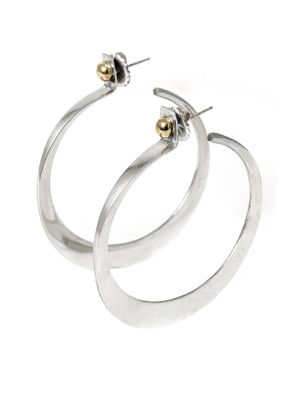 14K &  SILVER HOOP EARRINGS BY EDISON CUMMINGS (NAVAJO)
