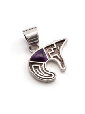 SILVER & SUGILITE BEAR PENDANY BY EARL PLUMMER (NAVAJO)