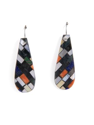 MULTI-STONE INLAY SHELL DROP EARRINGS BY CHARLENE REANO (SAN FELIPE)