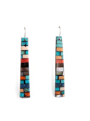 MULTI-STONE INLAY SHELL DROP EARRINGS BY CHARLENE REANO (SAN FELIPE)