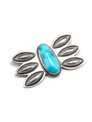 TURQUOISE & SILVER PIN BY PERRY SHORTY (NAVAJO)