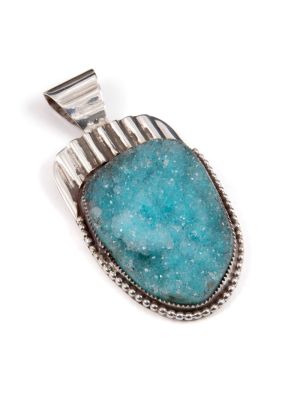 SILVER & DRUZY CHRYSICOLA PENDANT BY DOUG NAVA (TAOS/APACHE)