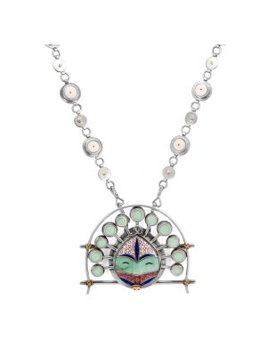 SILVER MULTI-STONE NECKLACE BY DENISE WALLACE (CHUGACH SUGPIAQ/ALUTIIQ)