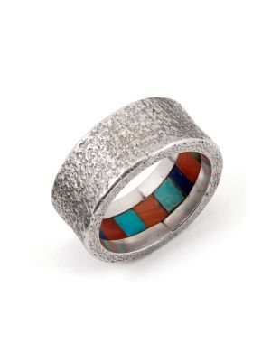 SILVER & MULTI-STONE INLAY 