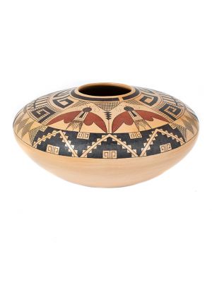 Pottery bowl with moth design by Garrett Maho (Hopi)