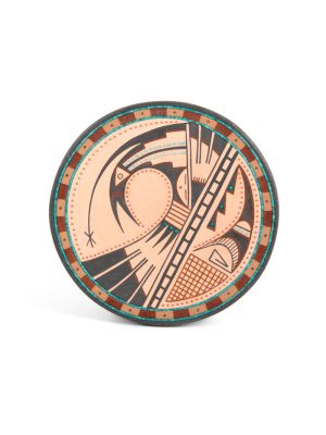 POTTERY PLATE WITH STONE INLAY BY RUSSELL SANCHEZ (SAN ILDEFONSO)